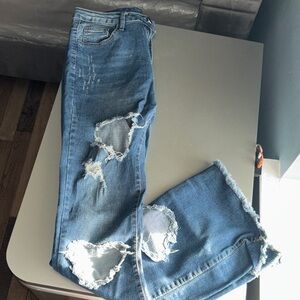 Distressed Blue Jeans